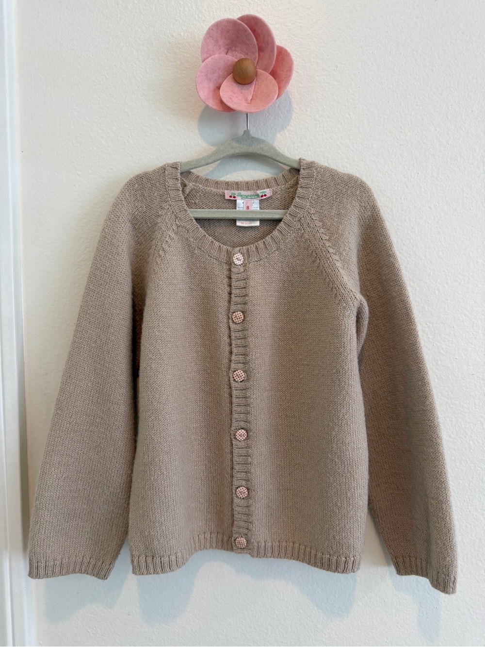 Bonpoint Taupe Knit Button-Front Cardigan